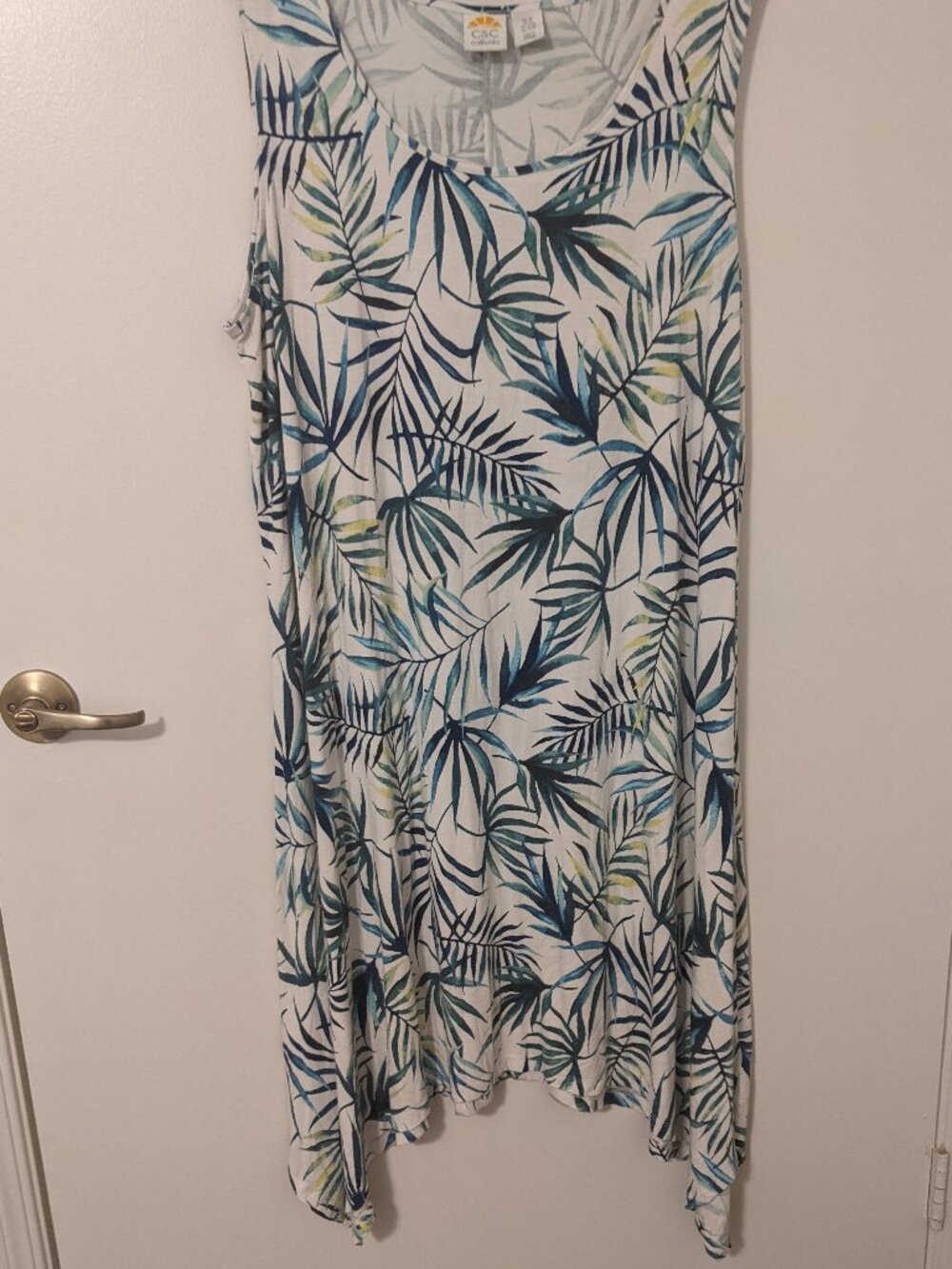 Womens 2x Tropical Floral Midi Shift Dress Sleeveless Feminine Shark Bite Hem